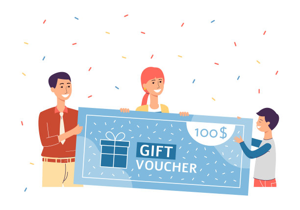 快乐卡通人捧着巨大的100份礼物图片下载