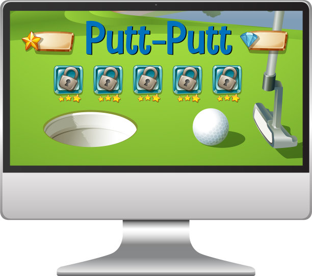 电脑屏幕上的高尔夫球或推杆游戏图片下载