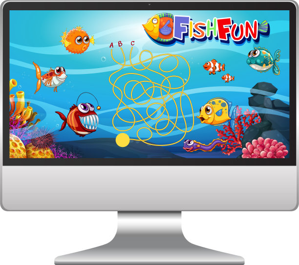 电脑屏幕上的水下鱼游戏图片下载