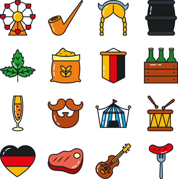 标志设德国国旗和啤酒节线图片下载