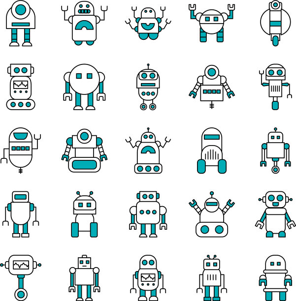 图标设置机器人和卡通机器人半线图片下载