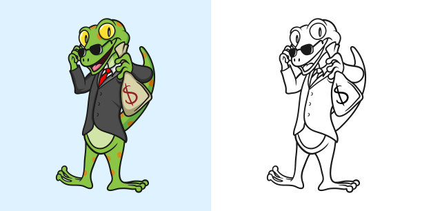 涂色书卡通壁虎图片下载