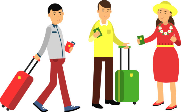 人们拖着行李，拿着图片下载