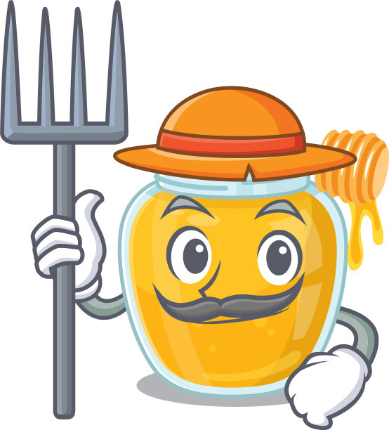 快乐农夫蜂蜜卡通图片与帽子和图片下载