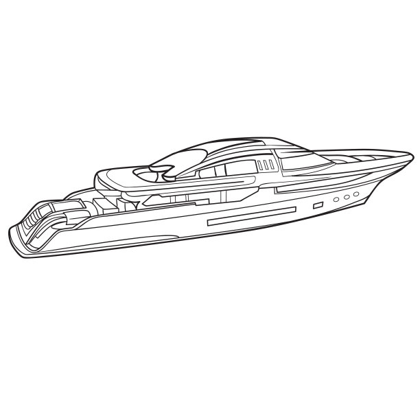 画一艘船与发动机着色隔离图片下载