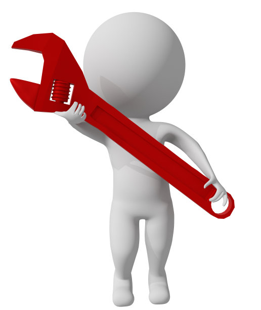 修理扳手卡通3d白种人角色隔离修复维护- 3d渲染图片下载