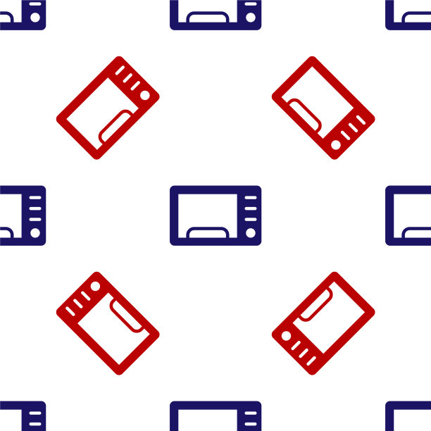 蓝色和红色微波炉图标隔离无缝图片下载