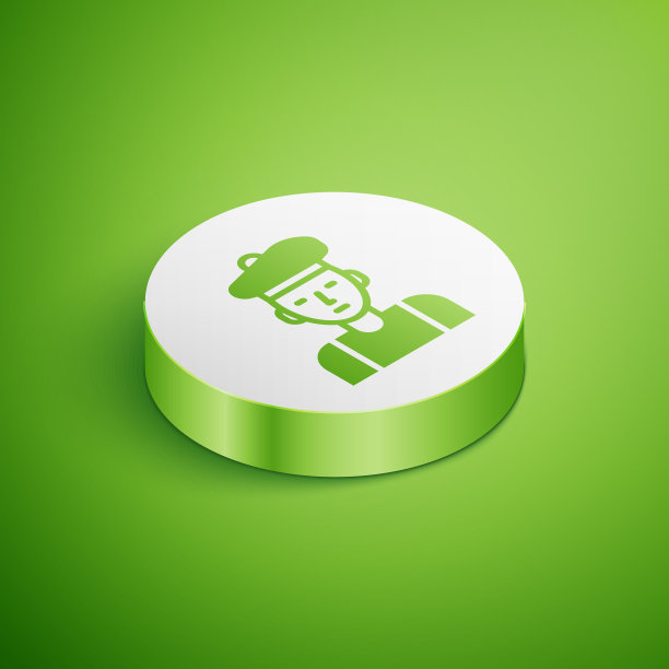 等距的法国人图标孤立在绿色图片下载