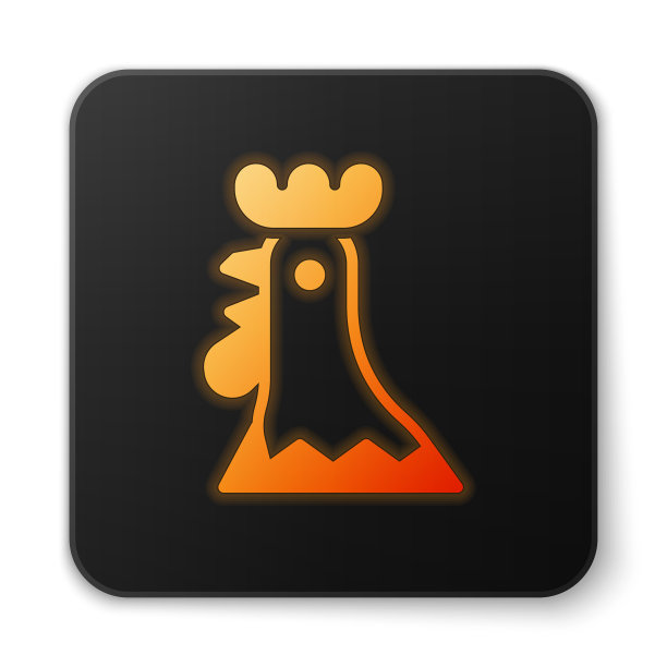 橙色发光的霓虹灯法国公鸡图标孤立图片下载