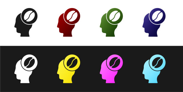 设置咖啡师图标隔离在黑色和白色图片下载