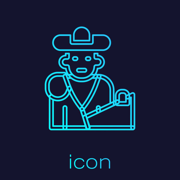 绿松石线西班牙斗牛斗牛士图标图片下载