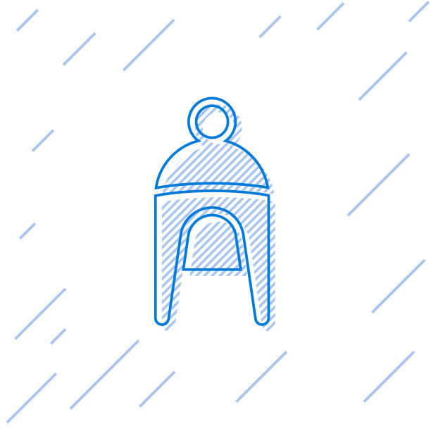 蓝色线冬季帽子图标孤立在白色图片下载