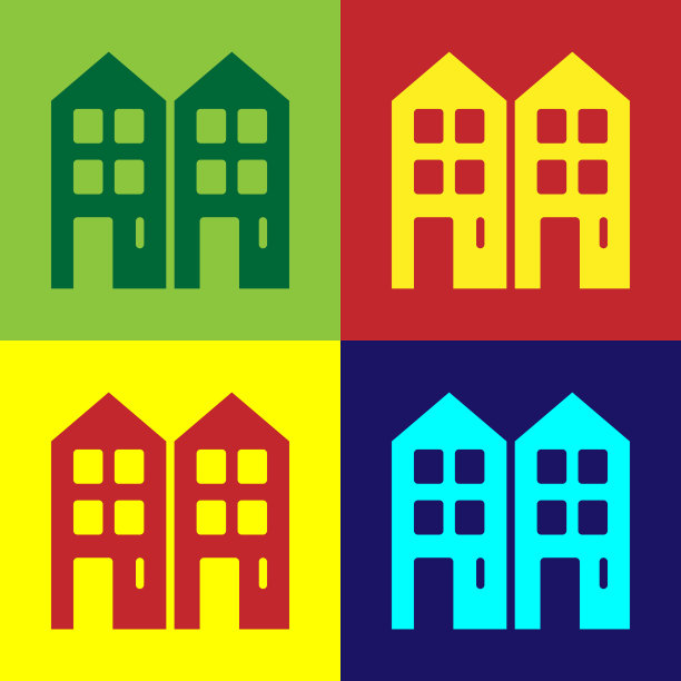 波普艺术学院图标孤立的颜色背景图片下载