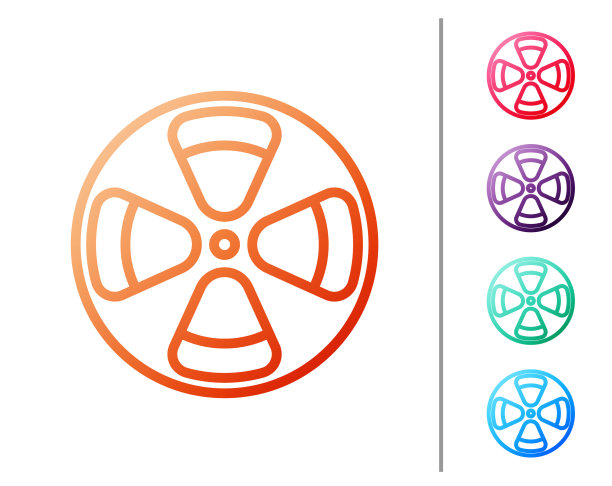 红色线胶片卷轴图标隔离在白色上图片下载