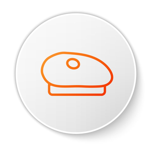 橙色线法国贝雷帽图标孤立在白色图片下载