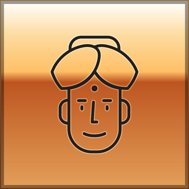 黑线人像印度人图标孤立上图片下载