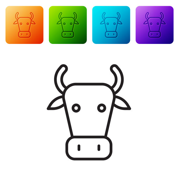 黑线牛图标孤立在白色背景图片下载