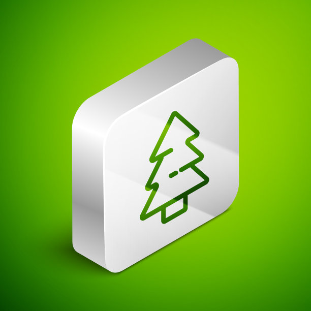 等距线圣诞树图标孤立上图片下载