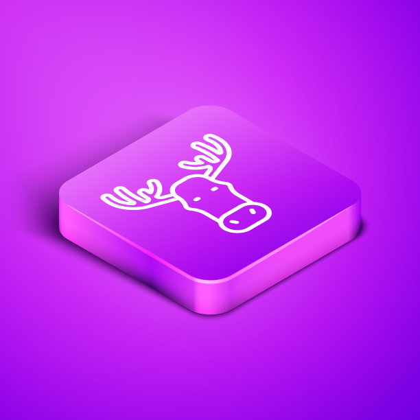 等距线与角驼鹿头图标孤立图片下载