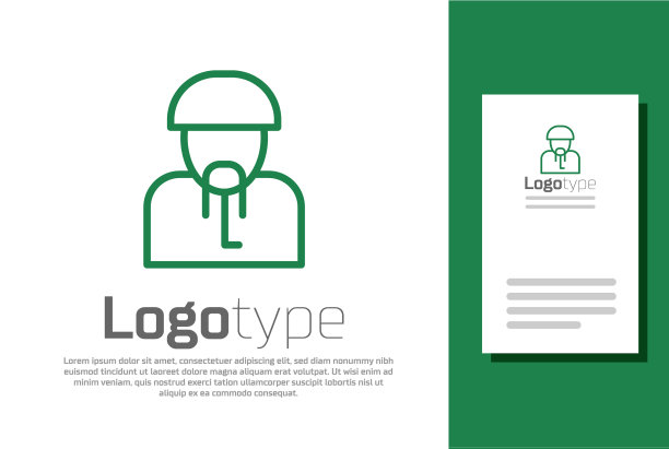 绿线乌克兰哥萨克图标孤立图片下载