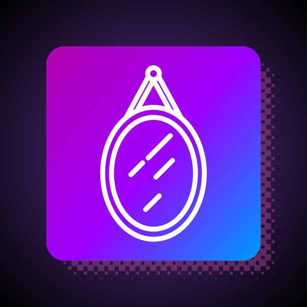 白线镜图标孤立在黑色图片下载