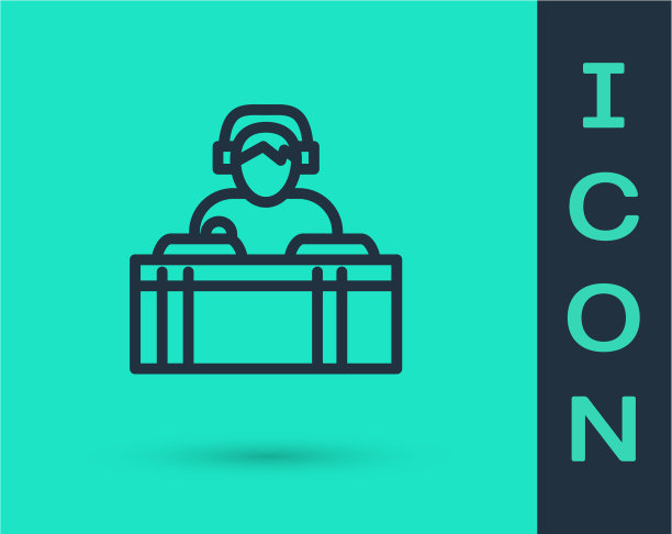 黑线DJ戴着耳机在前面图片下载