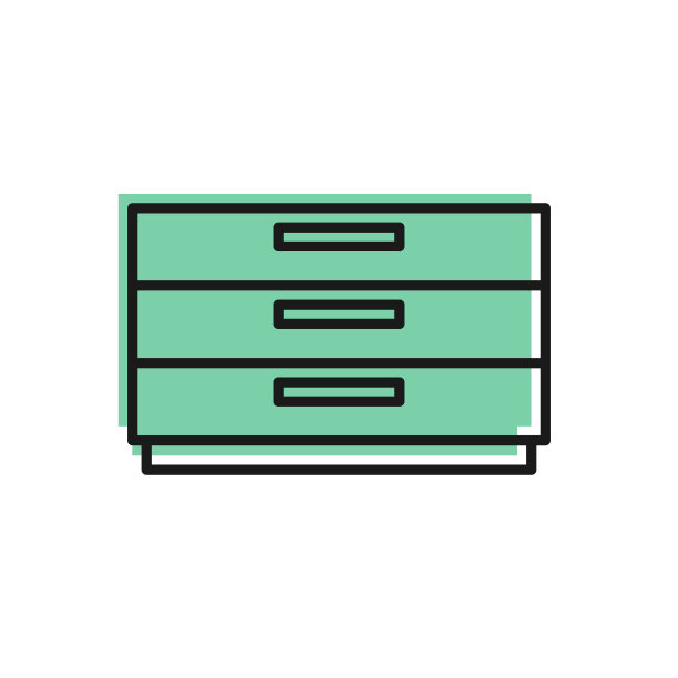 黑色线条的衣柜抽屉图标孤立在白色图片下载