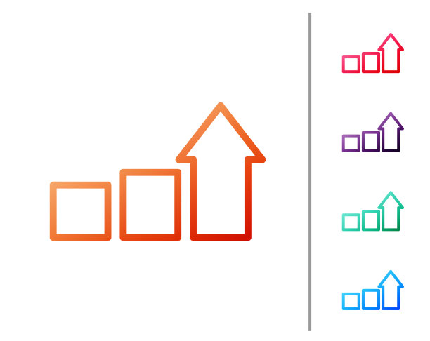 红色线财务增长图标孤立在白色图片下载