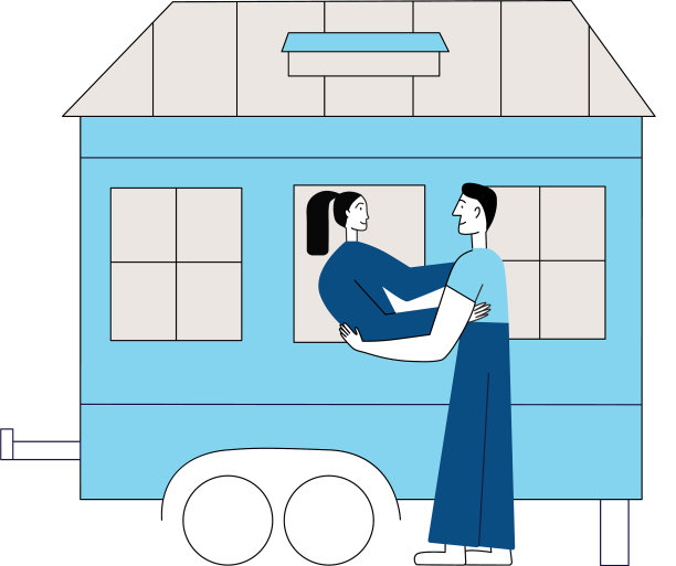 小房子里住着女人和男人相拥图片下载