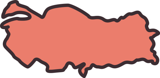 土耳其地图线条和图标填充风格设计图片下载