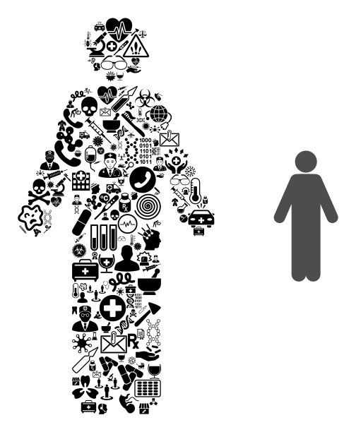 马赛克男性与药品项目图片下载