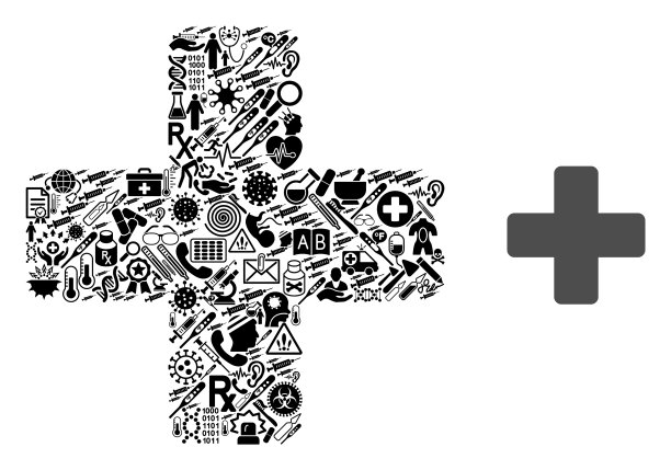 从医疗保健符号拼贴医疗交叉图片下载