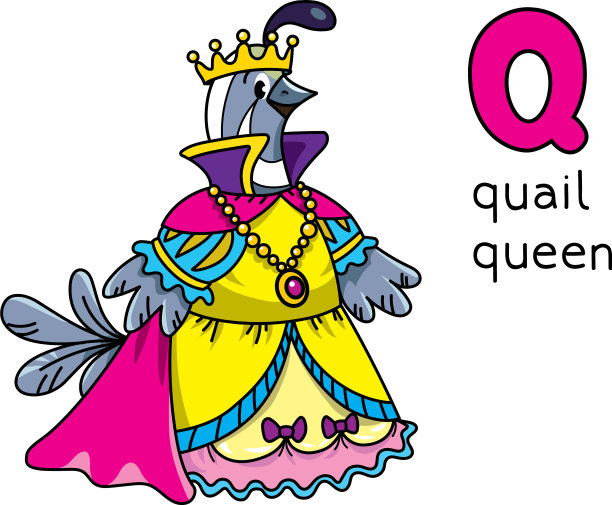 鹌鹑皇后职业和动物ABC字母表q图片下载