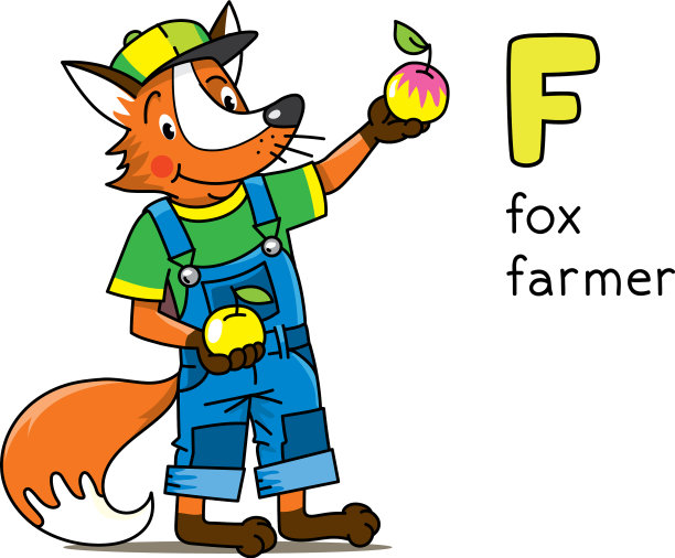 狐狸农夫动物和职业ABC字母f图片下载