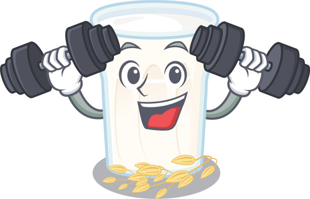 运动健身运动燕麦牛奶吉祥物设计图片下载