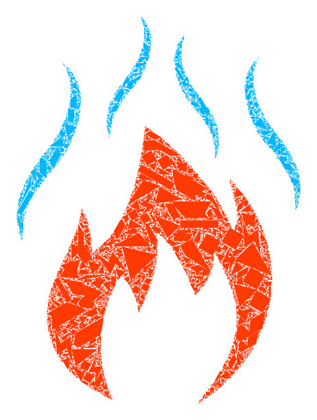 花斑马赛克火与烟雾的图标图片下载