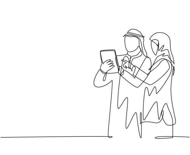 单线连续画年轻的穆斯林图片下载