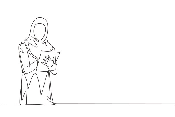 一条连续的线画着年轻的女性图片下载