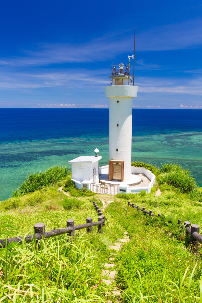 灯塔与美丽的海洋阳光日石垣图片下载