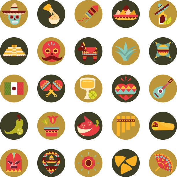 墨西哥图标设置装饰庆祝节日图片下载