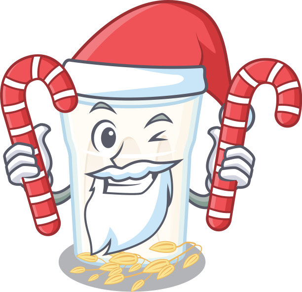 燕麦牛奶卡通人物穿着圣诞老人服装图片下载