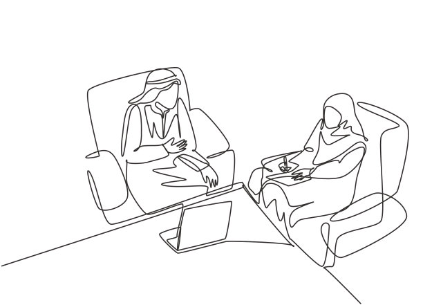 单线连续画年轻的穆斯林图片下载