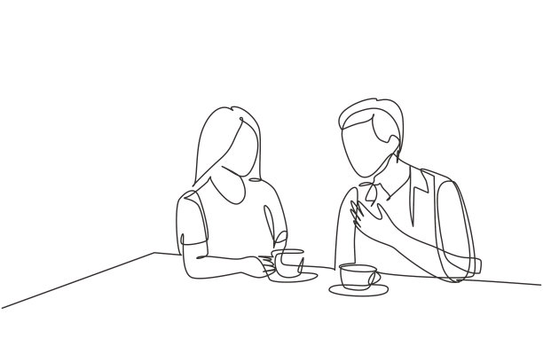 单线连续画年轻快乐图片下载