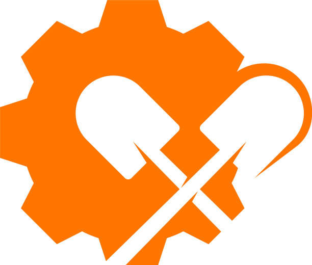 采矿标志模板与齿轮时尚的单色图片下载