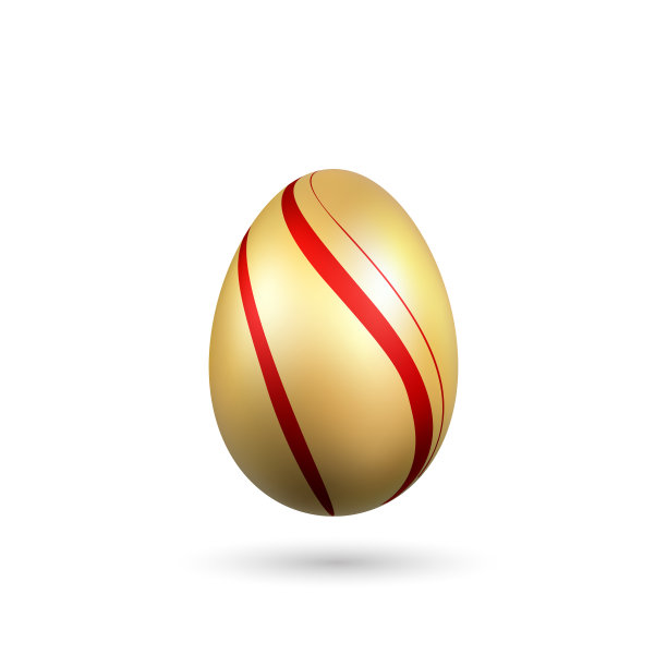 复活节蛋3d图标金红色蛋孤立的白色图片下载