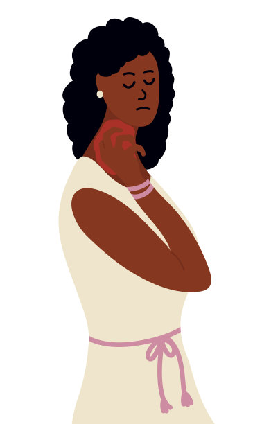 一位非洲妇女正在抓她身上的黑色皮肤图片下载