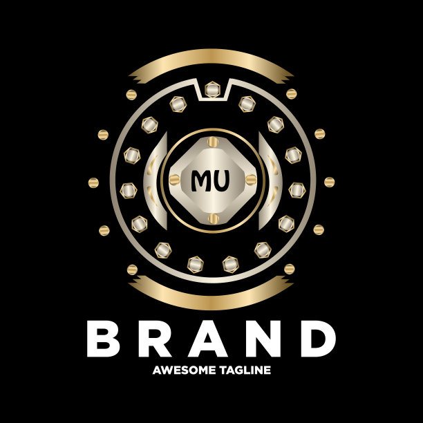 穆首字母以皇家豪华标志为模板图片下载