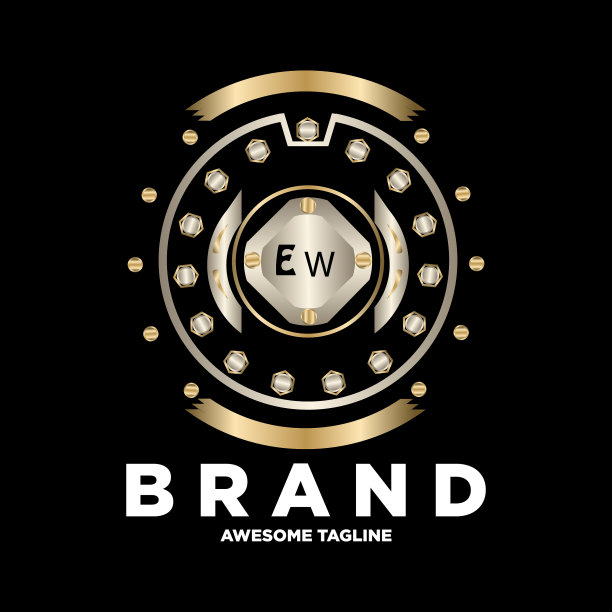 Ew字母首字母与皇家豪华标志模板图片下载