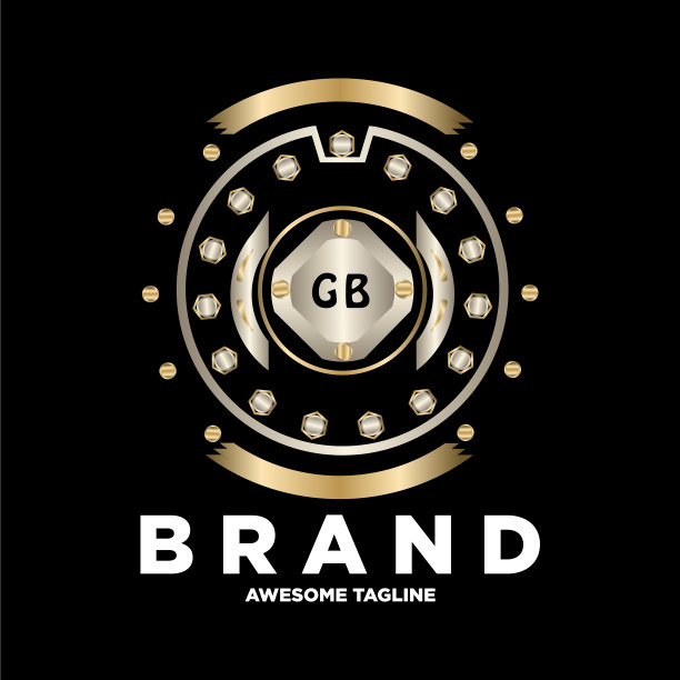 Gb字母首字母与皇家豪华标志模板图片下载