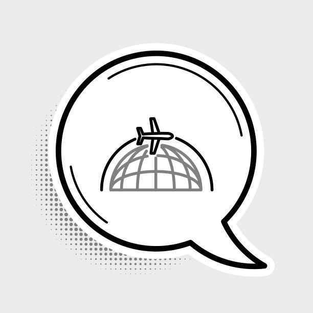 用灰色隔离的飞行飞机图标线地球仪图片下载